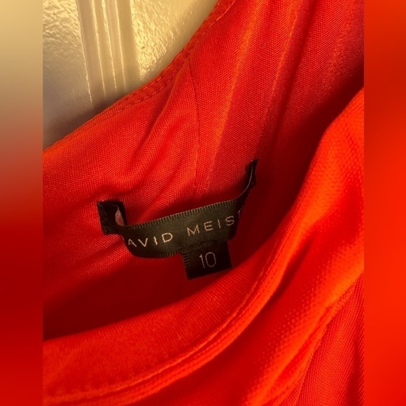 David Meister One Shoulder Buckle Ruffle Stretch Rayon Jersey Dress - Picture 3 of 8